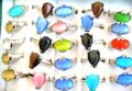 Fashion ring with assorted shape cat eye stone inlaid at center, assorted color and size randomly pick, 100 pieces per trays 