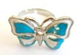 Fashion ring with a mini clear cz central decor, hand crafted enamel  butterfly pattern decor at center, assorted color and size randomly pick