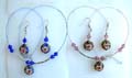 Fashion necklace and earring set, beaded necklace holding a rounded handmade enamel cloisonne   flower bead at center and same design fish hook earring, assorted color randomly pick