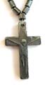 Fashion hematite necklace with a Jesus on cross pendant decor at center