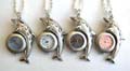 Fashion necklace watch, chain necklace with fish design watch pendant, 2 design assorted clock face color, randomly pick