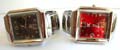 Wide band fashion bangle watch with rectangular clock face design, assorted color randomly pick