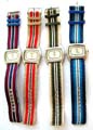 Fashion watch with triple color strip band design, assorted color randomly pick