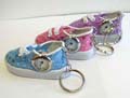 Fashion key chain watch with shiny shoes design, assorted color randomly pick 
