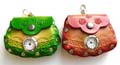 Fashion purse watch with button for convenience closure, can be clip on bell, assorted color randomly pick