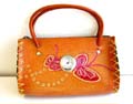 Fashion zipper purse watch with handle and butterfly pattern decor, assorted color randomly pick