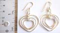 925. sterling silver earring with fish hook back in triple heart love pattern design