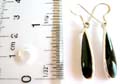 925. sterling silver earring with long water-drop shape black onyx stone inlaid, fish hook back for convenience closure