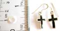 Religious jewelry, 925. sterling silver earring with black onyx stone inlaid cross pattern design