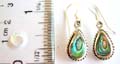 925. sterling silver earring with edge decor water-drop shape abalone seashell inliad, fish hook back