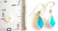 Stamped 925. sterling silver earring with geometrical blue turquoise stone inlaid