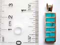 925. sterling silver pendant in rectangular shape design with multi line sectioned, genuine turquoise stone inlaid
