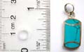 Blue genuine turquoise stone inlaid 925. sterling silver pendant with curv top and bottom