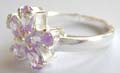 Five light purple cz stone forming flower pattern central decor 925. sterling silver ring 