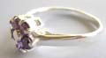 925. sterling silver ring with 5 mini dark purple cz stone forming daisy flower central decor 