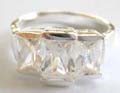 925. sterling silver ring with triple rectangular clear cz stone align at center 