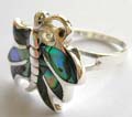Butterfly ring made of 925. sterling silver with abalone seashell inlaid