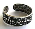 Sterling silver toe ring with dotted black scorpio pattern design