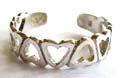 Heart love jewelry, multi carved-out heart love pattern forming sterling silver toe ring