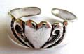 Claddagh jewelry online supply, 925. sterling silver toe ring with carved-out claddagh heart love pattern central design