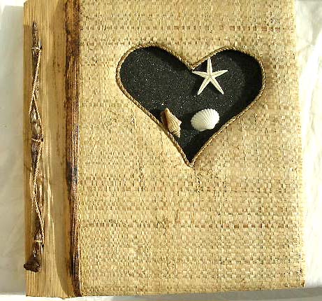 wholesale photo supply, balinese hand crafted photo album with sandy shells, star fishes