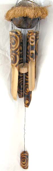 wholesale country decor and art for home garden - coconut shell bamboo wind chime from Bali Asia