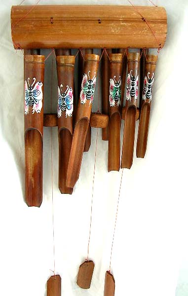 wholesale windchime, butterfly painting bamboo wind chime supplied by home decor gift jewelry wholesaler supplier