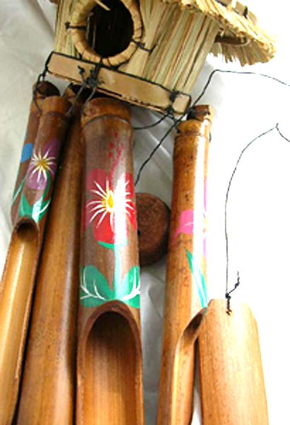 home and garden decor store wholesale birdhouse with painting floral decor bamboo wind chime