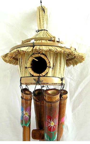 home and garden decor store wholesale birdhouse with painting floral decor bamboo wind chime