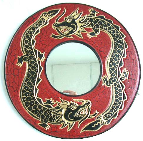 chinese dragon frame, wholesale dragon art wall mirror red painted