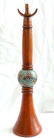 Brown stick statue wooden shaker with dotted spinning ball central decor