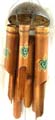 Half coconut shell top brown bamboo wind chime with painting greenish turtle pattern decor on pipes