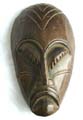 Mad man black wooden mask with line decor on eyes, cheeks and forehead