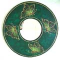 Dark green rounded wooden mirror with 4 butterfly pattern decor around