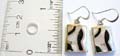 Sterling silver fish hook earring with rectangular shape and mother of pearl seashell and black onyx inlaid
