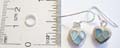Fish hook heart shape sterling silver earring with sky blue mother of pearl seashell