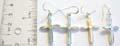 Assorted mother of pearl seashell sterling silver fish hook earring with cross shape pattern