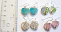 Sterling silver heart shape fish hook earring with assorted turquoise and seashell decor, randomly picked by warehouse staffs