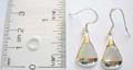 Sterling silver fish hook earring with water-drop shape mother of seashell embedded