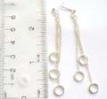 Long chain sterling silver stud earring with holding triple circle,included studs