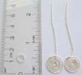 Sterling silver ear string ( or called ear thread, thread earring) with mini long chain holding a spiral