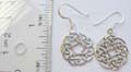 Fish hook sterling silver earring with circular celtic knot work design