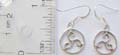 Triskelle sterling silver earring with circular frame, fish hook to fit 