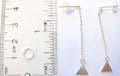 Sterling silver stud earring with bead chain hanging triangle pattern