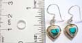 Heart shape sterling silver fish hook earring with turquoise and mini silver ball inlaid