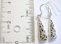 Filigree sterling silver fish hook earring with triangle shape