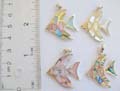 Assorted mother of seashell embedded fish shape sterling silver pendant