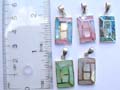 Assorted sterling silver pendant in rectangular pattern with turquoise, mother of pearl seashell, or abalone shell, randomly pick by wholesale people.