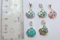 Assorted mother of pearl seashell, turquoise, or abalone shell forming sterling silver pendant, randomly pick by wholesaler.