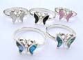 925. sterling silver butterfly ring with assorted mother of seashell inlaid, randomly picked by warehouse staff